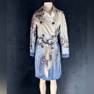 Peacock Feather Print Trench Coat by Mandalay